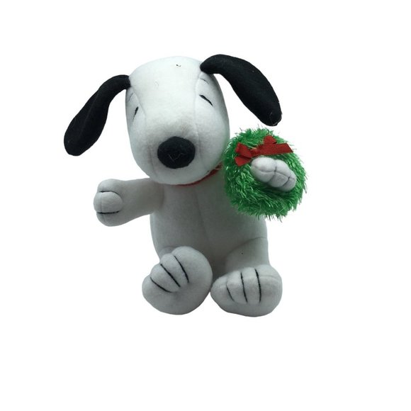 Hallmark Peanuts Snoopy Christmas Wreath Plush Stuffed Animal Toy 2010 5.5" tall - Picture 5 of 5